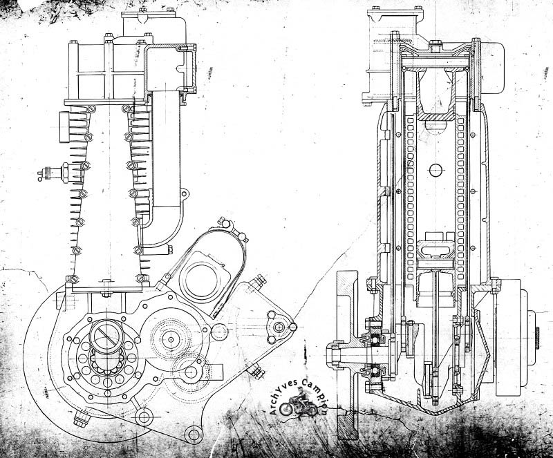 Coupe du Gillet-Laguesse à pistons opposés et refroidissement liquide de 1926