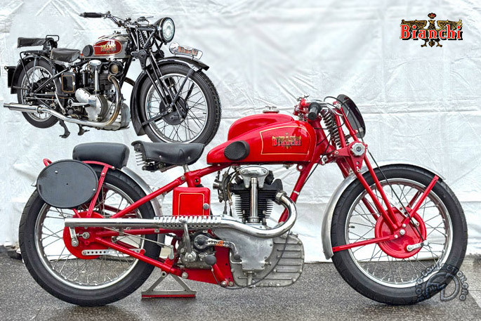 Bianchi W Freccia Azzura coursifiée motocyclette motorrad motorcycle vintage classic classique scooter roller moto scooter