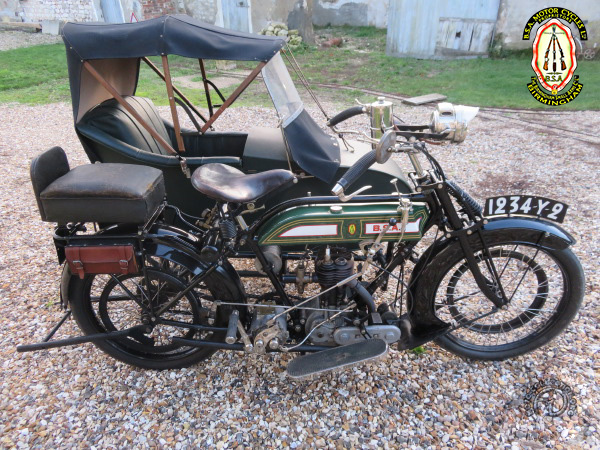 BSA 4 1/2 HP & Side-car motocyclette motorrad motorcycle vintage classic classique scooter roller moto scooter